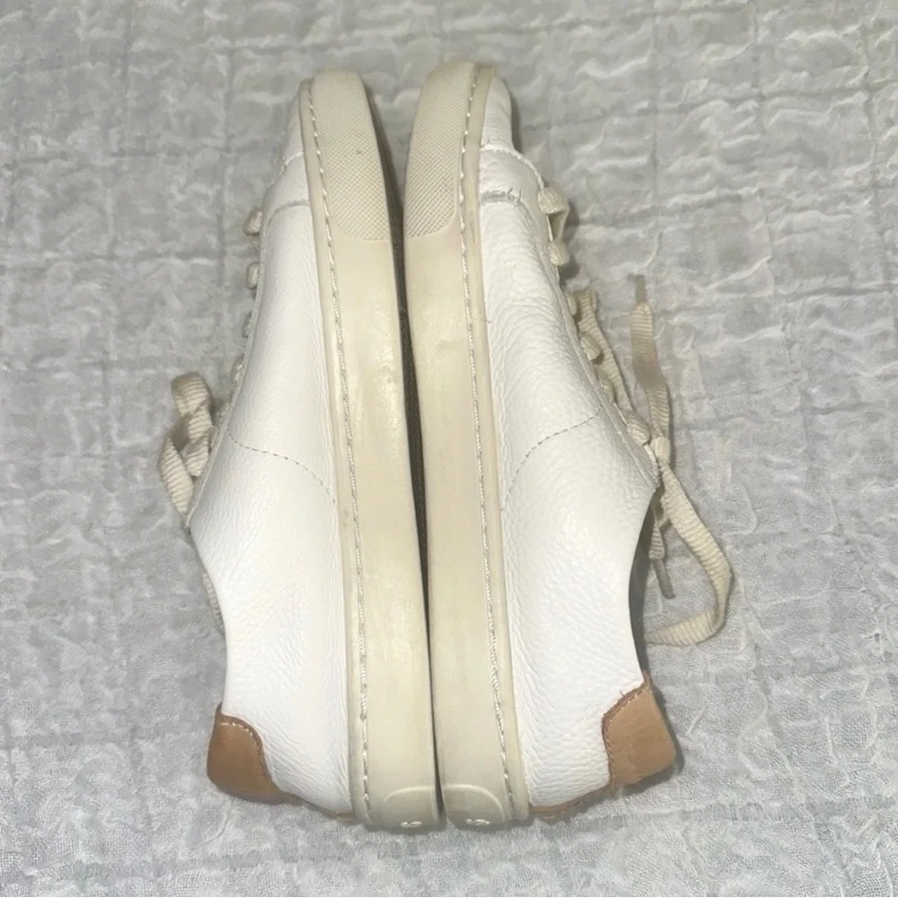 Soludos Ibiza Leather Sneakers White Tan Minimalist Lace Up Comfort 7